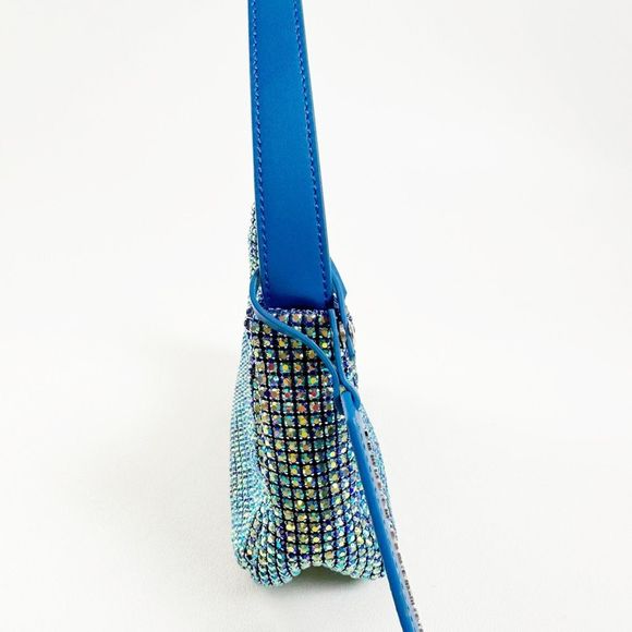 BRANDON BLACKWOOD Syl Blue Crystal Metallic Bag Top Handle Light Sapphire - Picture 8 of 12